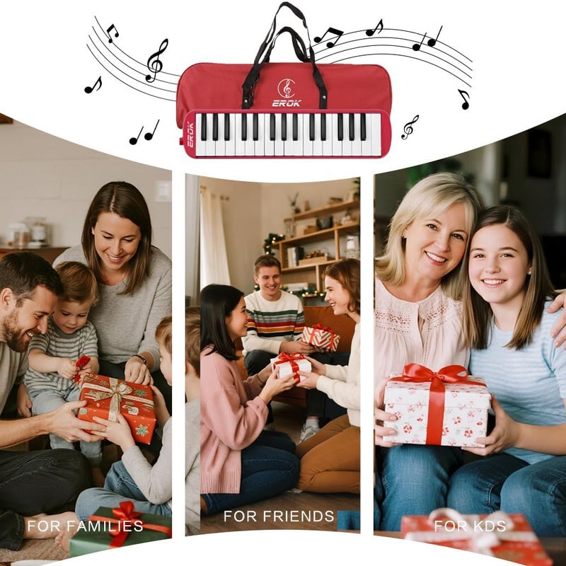 EROK 32 Keys Melodica Keyboard Instrument - Portable with Carrying Bag, Ideal for Beginners & Adults Gift (Red) - Image 3